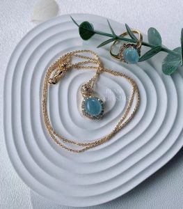 Natural Aquamarine Jewelry Necklace & Ring set