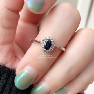 Midnight Glow Natural Sapphire S925 Sterling Silver Adjustable Ring