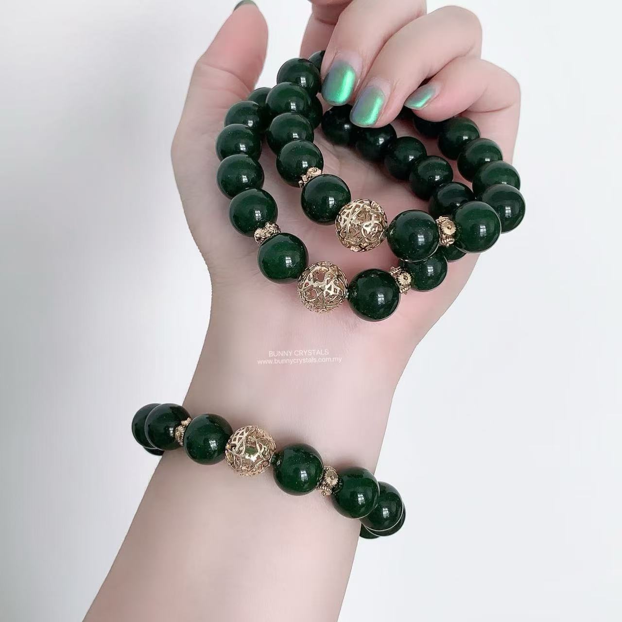 Natural Nephrite Jade Beads Bracelet - Image 8