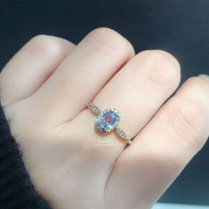 Natural Rare Tanzanite Hue Sapphire Gemstone in S925 Sterling Silver Adjustable Ring - Image 2
