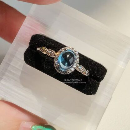 Natural High Grade Egg Dome Blue Topaz Ring S925 Sterling Silver Adjustable Ring - Image 4