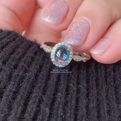 Natural High Grade Egg Dome Blue Topaz Ring S925 Sterling Silver Adjustable Ring - Image 7