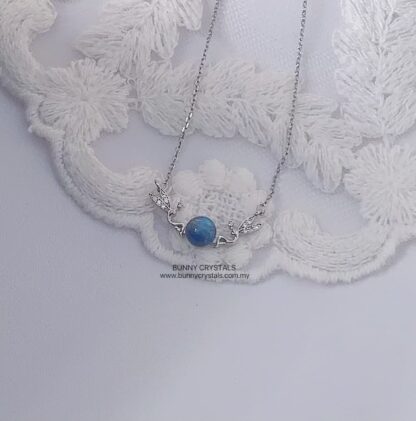 Natural Blue Flash Gray Moonstone Angel S925 Sterling Silver Necklace - Image 5