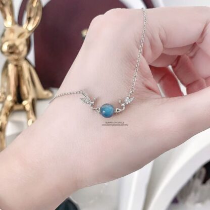 Natural Blue Flash Gray Moonstone Angel S925 Sterling Silver Necklace - Image 8