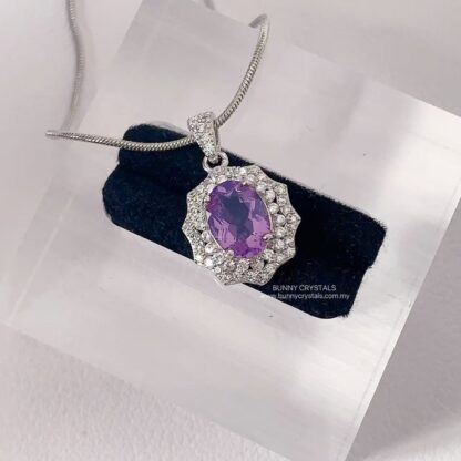 Stunning Natural Amethyst Faceted Cut S925 Sterling Silver Pendant - Image 2
