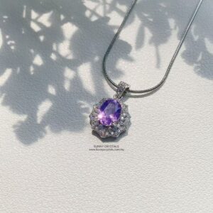 Stunning Natural Amethyst Faceted Cut S925 Sterling Silver Pendant