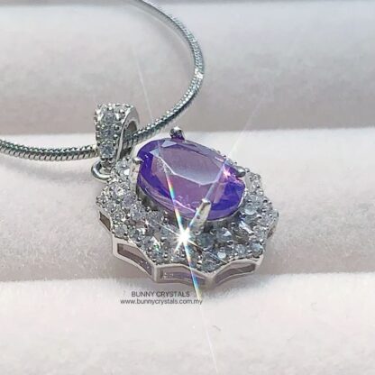 Stunning Natural Amethyst Faceted Cut S925 Sterling Silver Pendant - Image 5