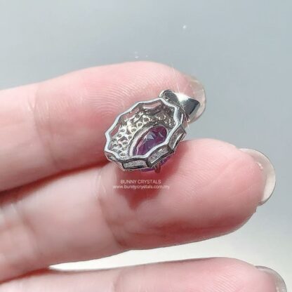 Stunning Natural Amethyst Faceted Cut S925 Sterling Silver Pendant - Image 9