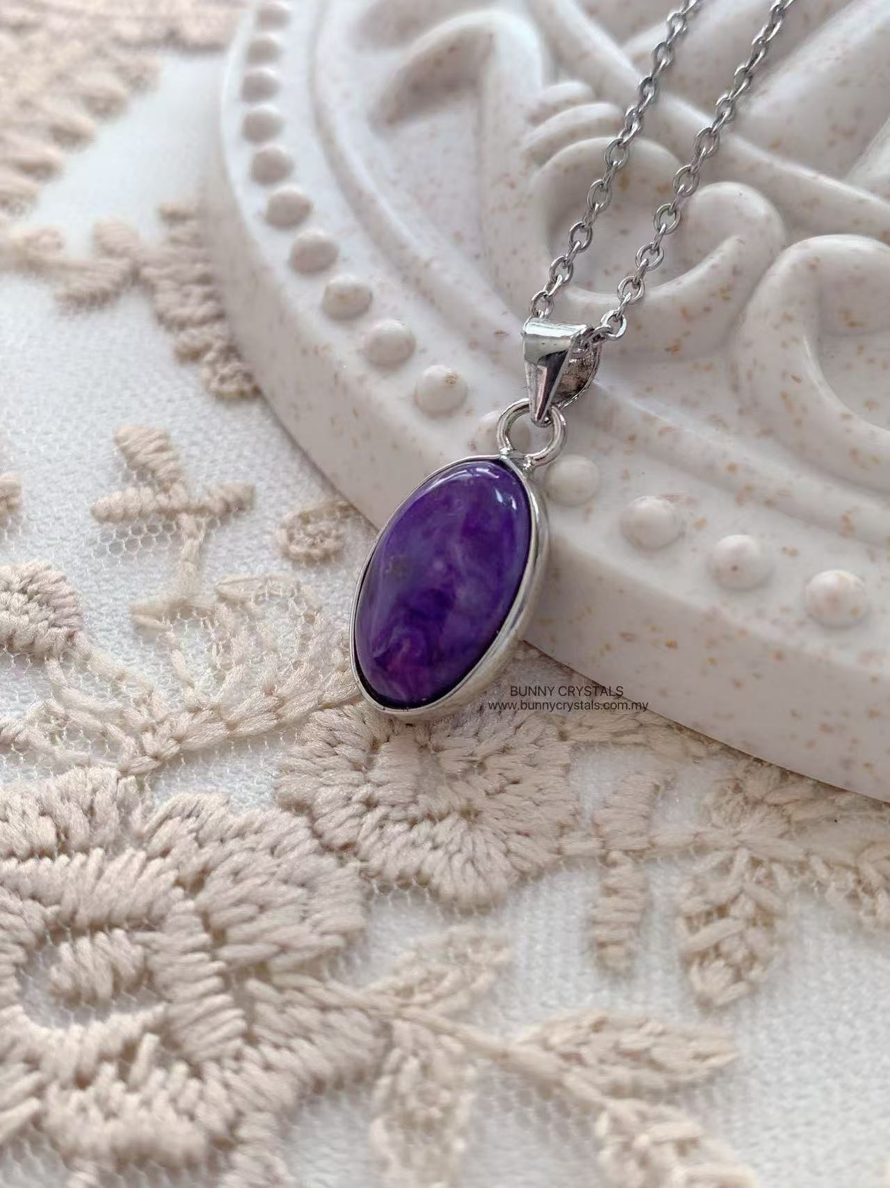 Purple Dream Natural Charoite s925 Sterling Silver Pendant - Image 4