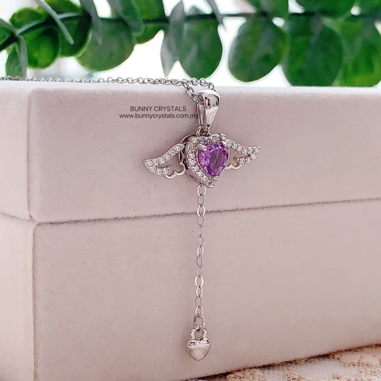 Natural Amethyst Sweet Angel Heart Necklace - Image 2