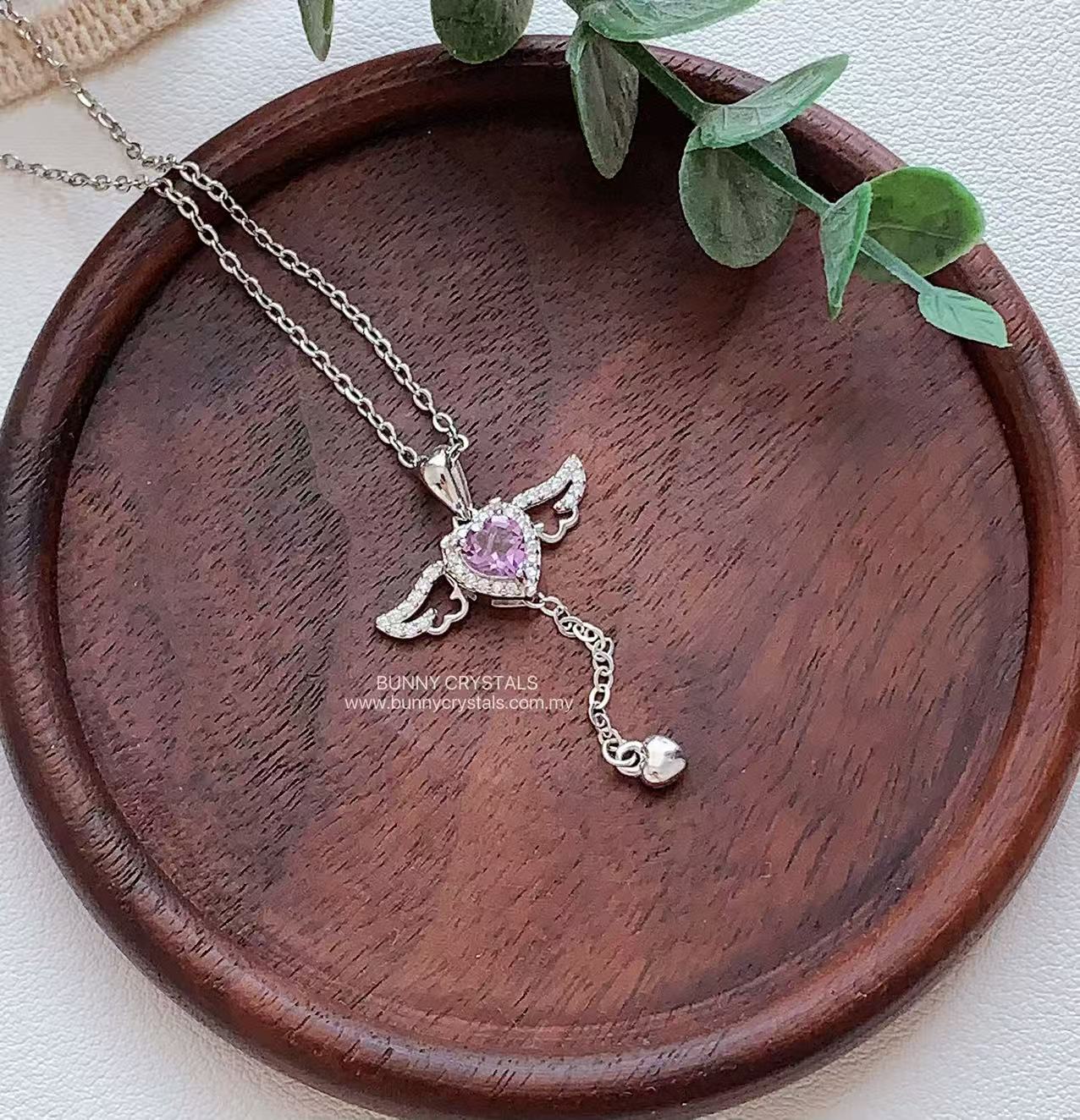 Natural Amethyst Sweet Angel Heart Necklace - Image 4