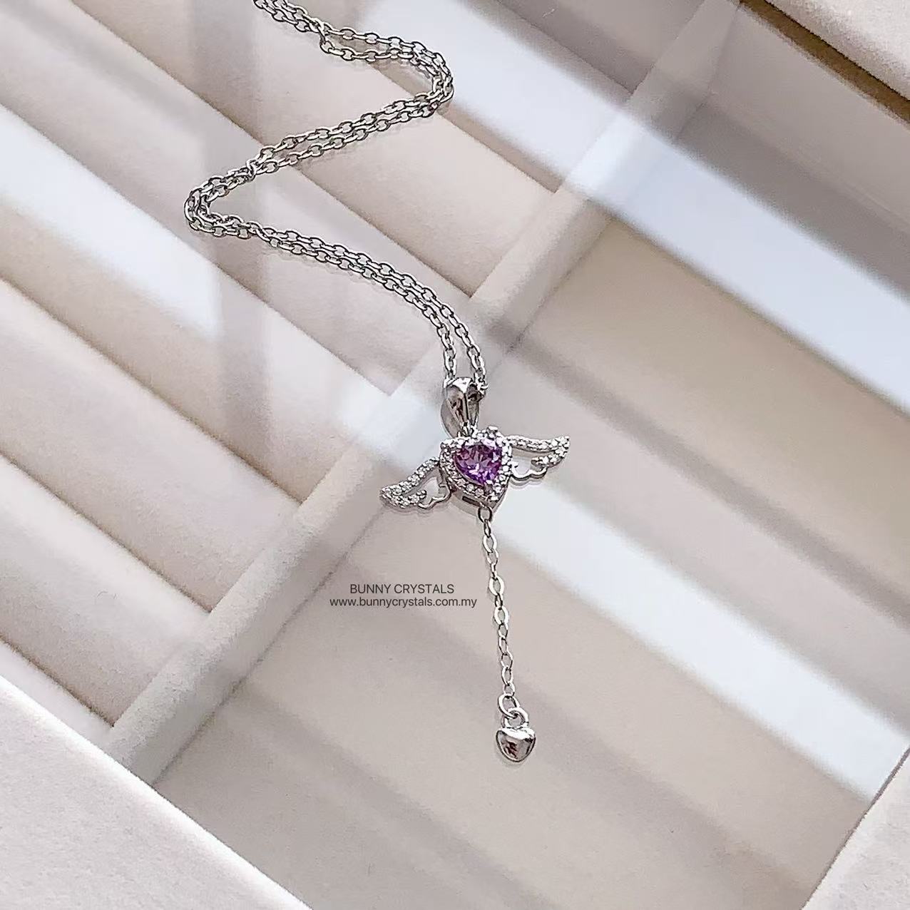 Natural Amethyst Sweet Angel Heart Necklace - Image 5