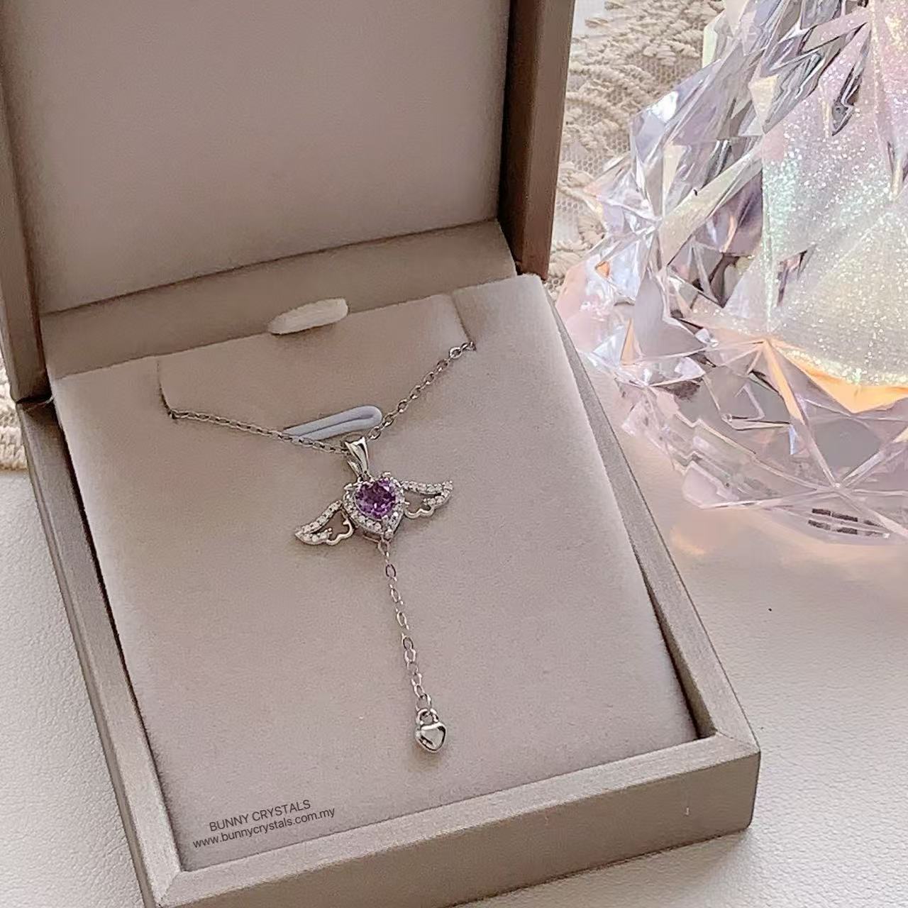 Natural Amethyst Sweet Angel Heart Necklace - Image 9