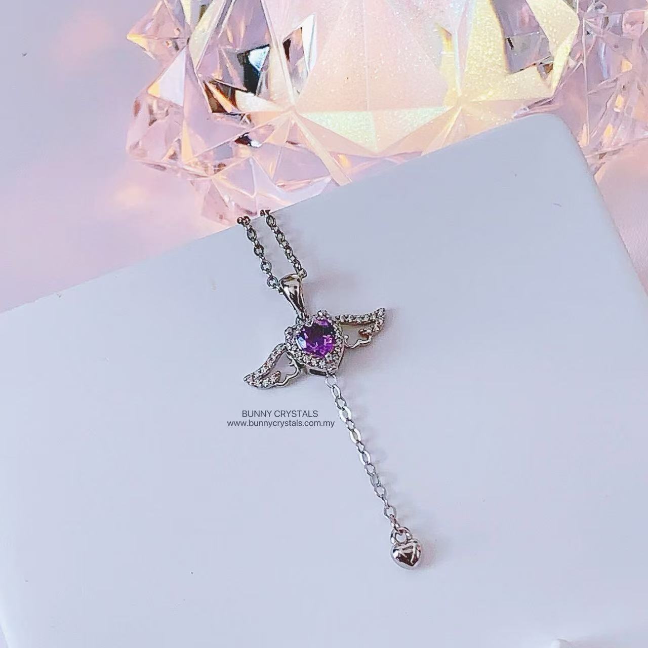 Natural Amethyst Sweet Angel Heart Necklace - Image 10