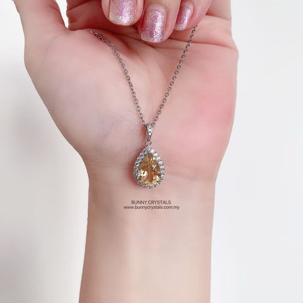 Natural HG Citrine Teardrop-Shaped Pendant - Image 2
