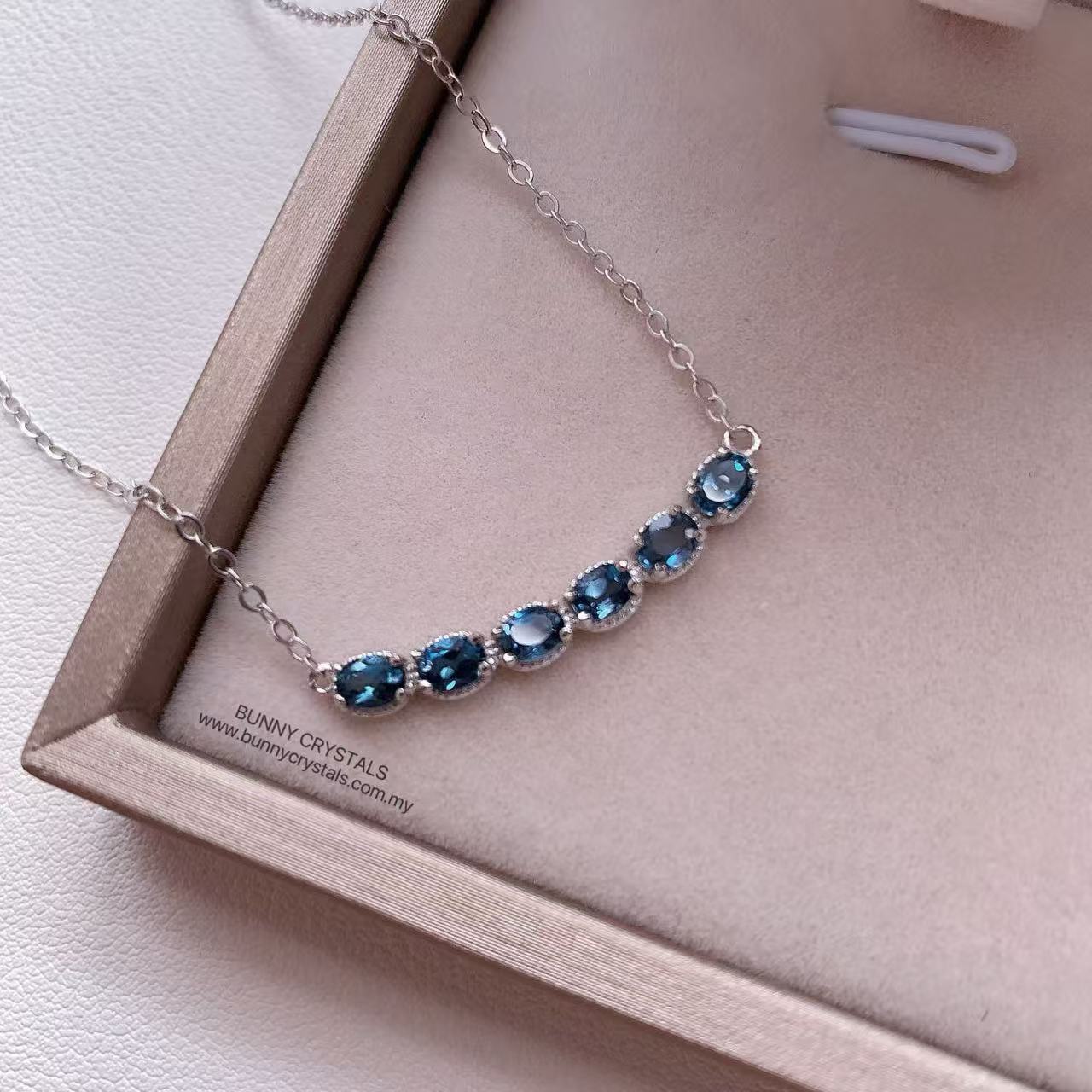 Natural Blue Topaz Smile Necklace - Image 2