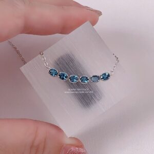 Natural Blue Topaz Smile Necklace