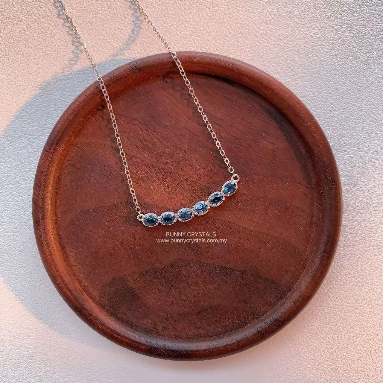 Natural Blue Topaz Smile Necklace - Image 7