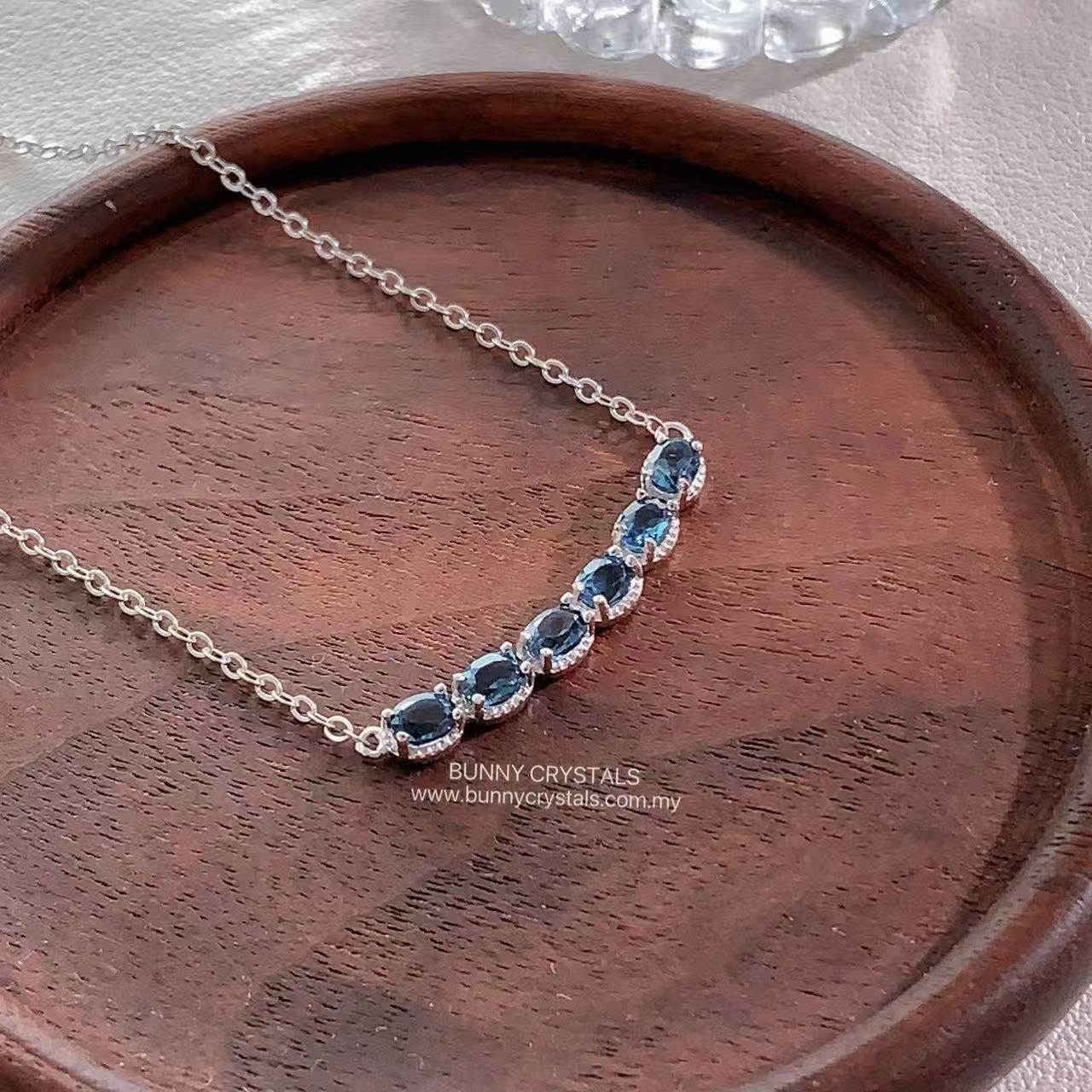 Natural Blue Topaz Smile Necklace - Image 8