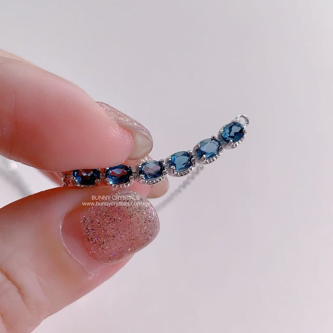 Natural Blue Topaz Smile Necklace - Image 9