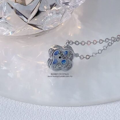 Natural Sapphire Lucky Clover Pendant Necklace - Image 2