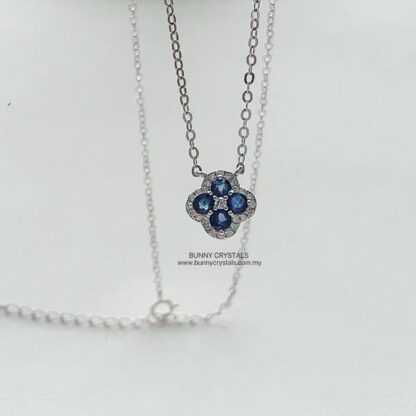 Natural Sapphire Lucky Clover Pendant Necklace - Image 3