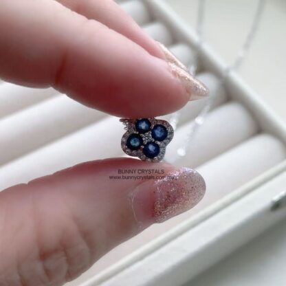 Natural Sapphire Lucky Clover Pendant Necklace - Image 4