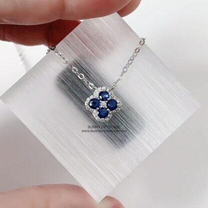 Natural Sapphire Lucky Clover Pendant Necklace - Image 5