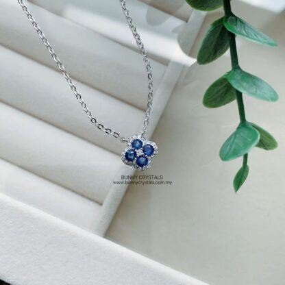 Natural Sapphire Lucky Clover Pendant Necklace - Image 6