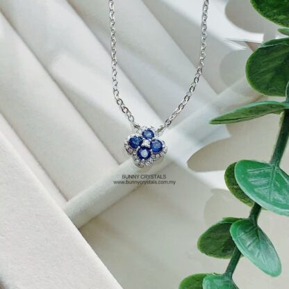 Natural Sapphire Lucky Clover Pendant Necklace - Image 7
