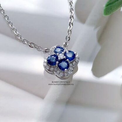 Natural Sapphire Lucky Clover Pendant Necklace - Image 8