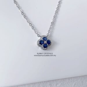 Natural Sapphire Lucky Clover Pendant Necklace