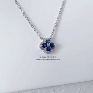 Natural Sapphire Lucky Clover Pendant Necklace