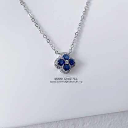 Natural Sapphire Lucky Clover Pendant Necklace