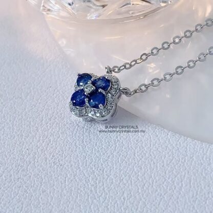 Natural Sapphire Lucky Clover Pendant Necklace - Image 10