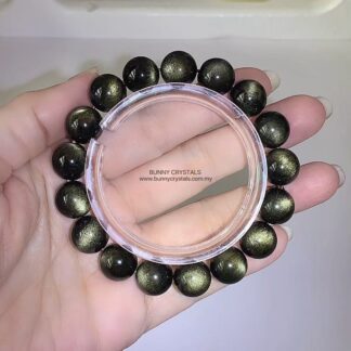 Top Grade Large Eyed Gold Sheen Obsidian Bracelet