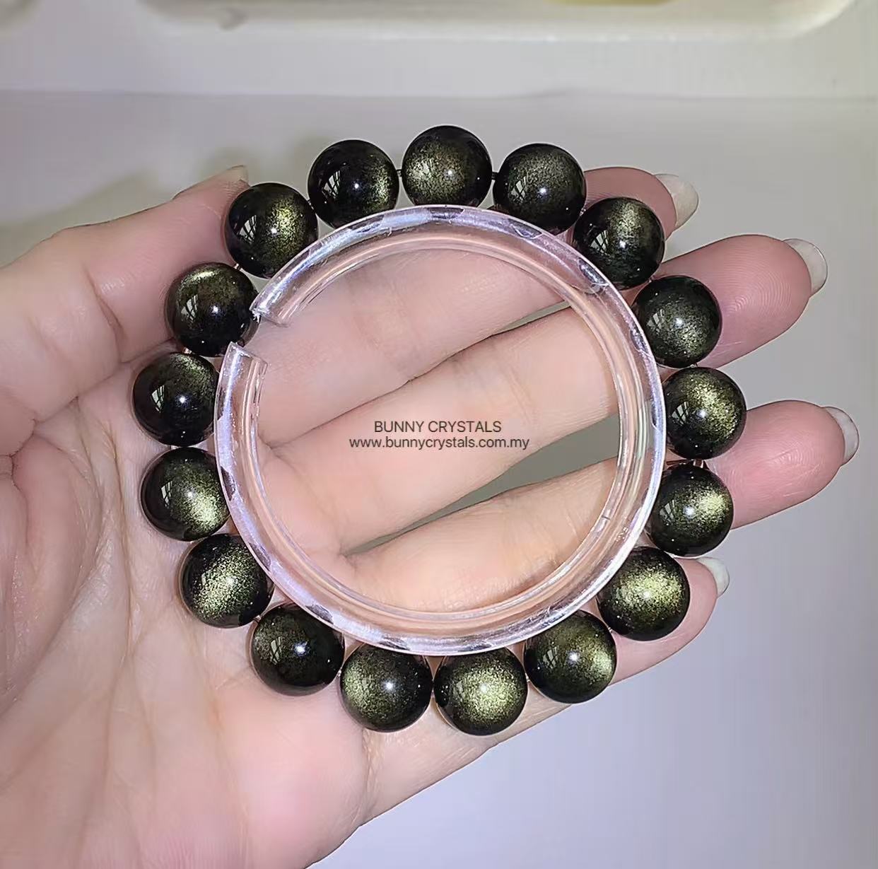Top Grade Large Eyed Gold Sheen Obsidian Bracelet