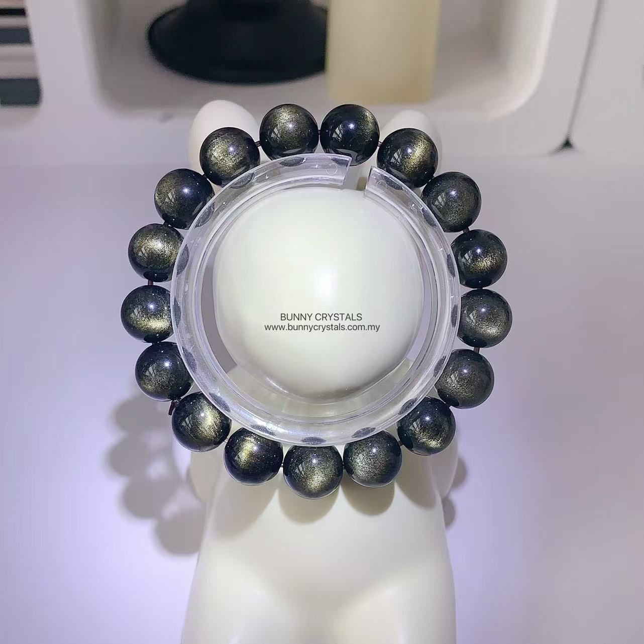 Top Grade Large Eyed Gold Sheen Obsidian Bracelet - Image 3