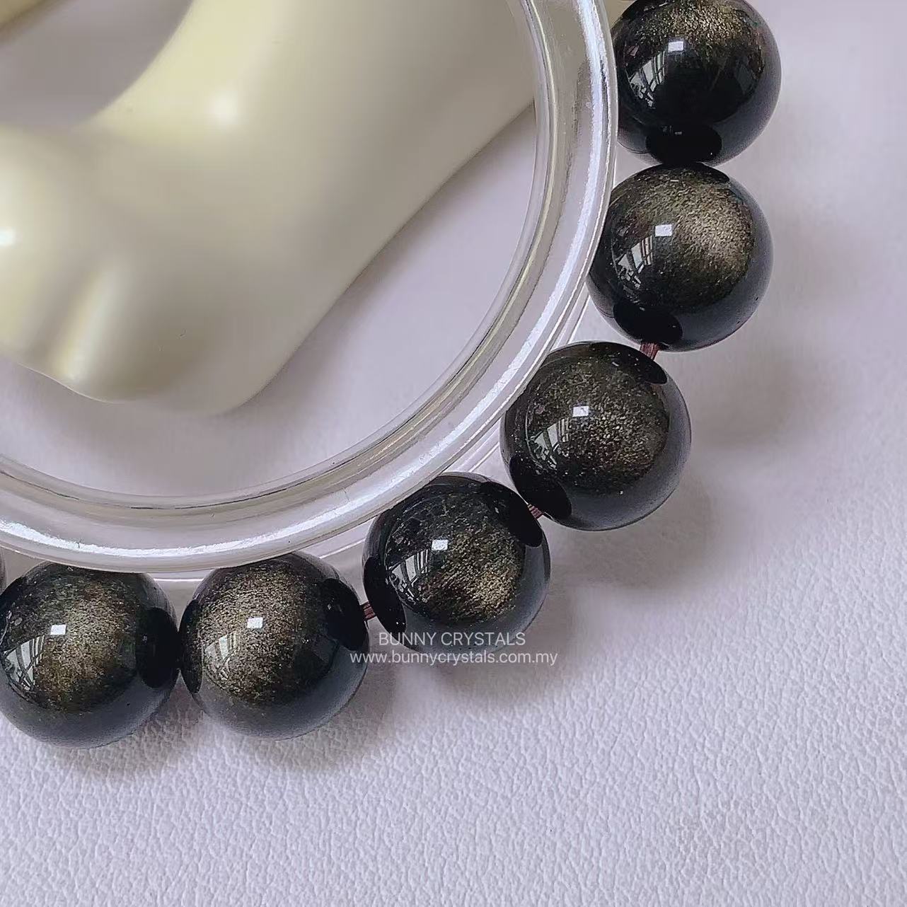 Top Grade Large Eyed Gold Sheen Obsidian Bracelet - Image 4