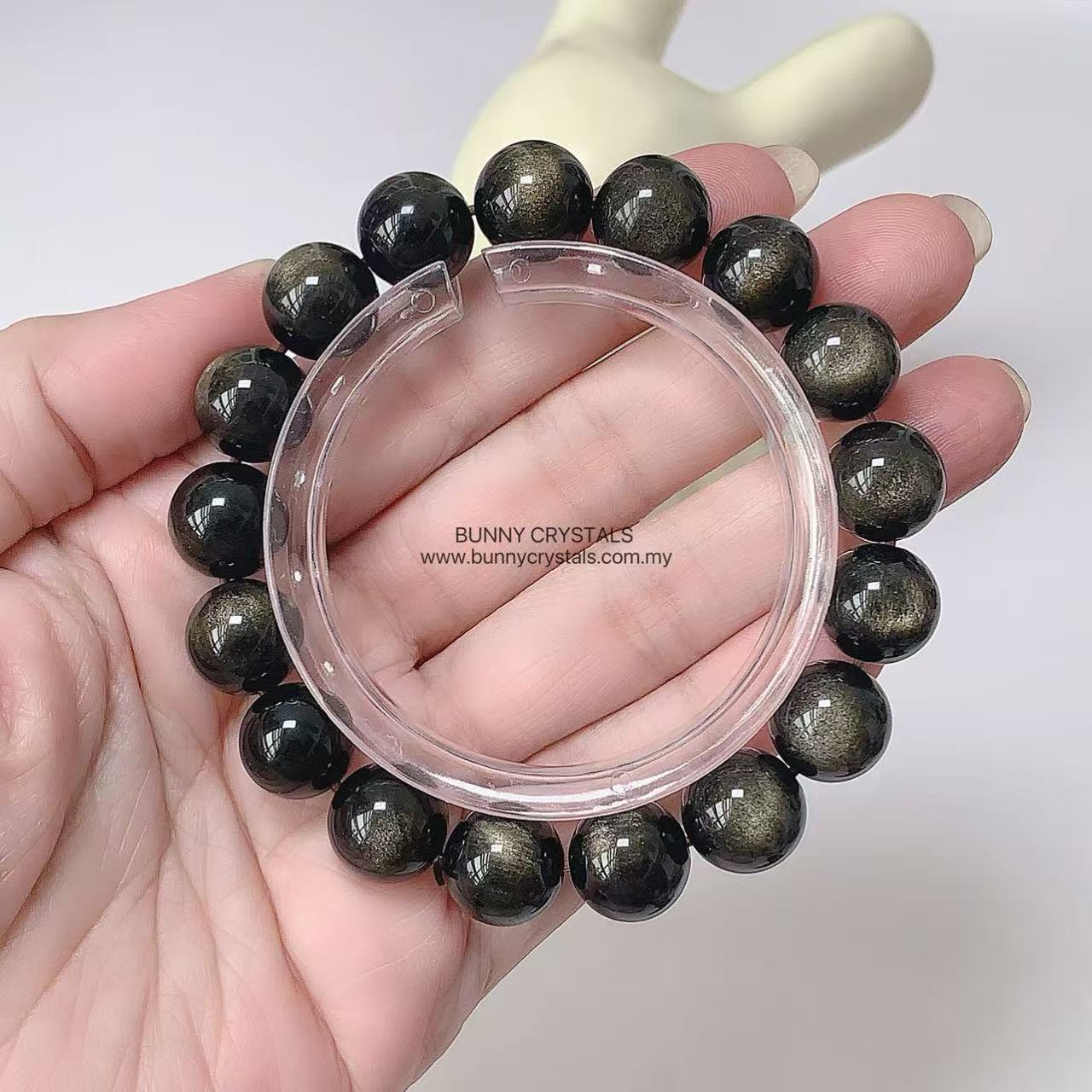 Top Grade Large Eyed Gold Sheen Obsidian Bracelet - Image 5