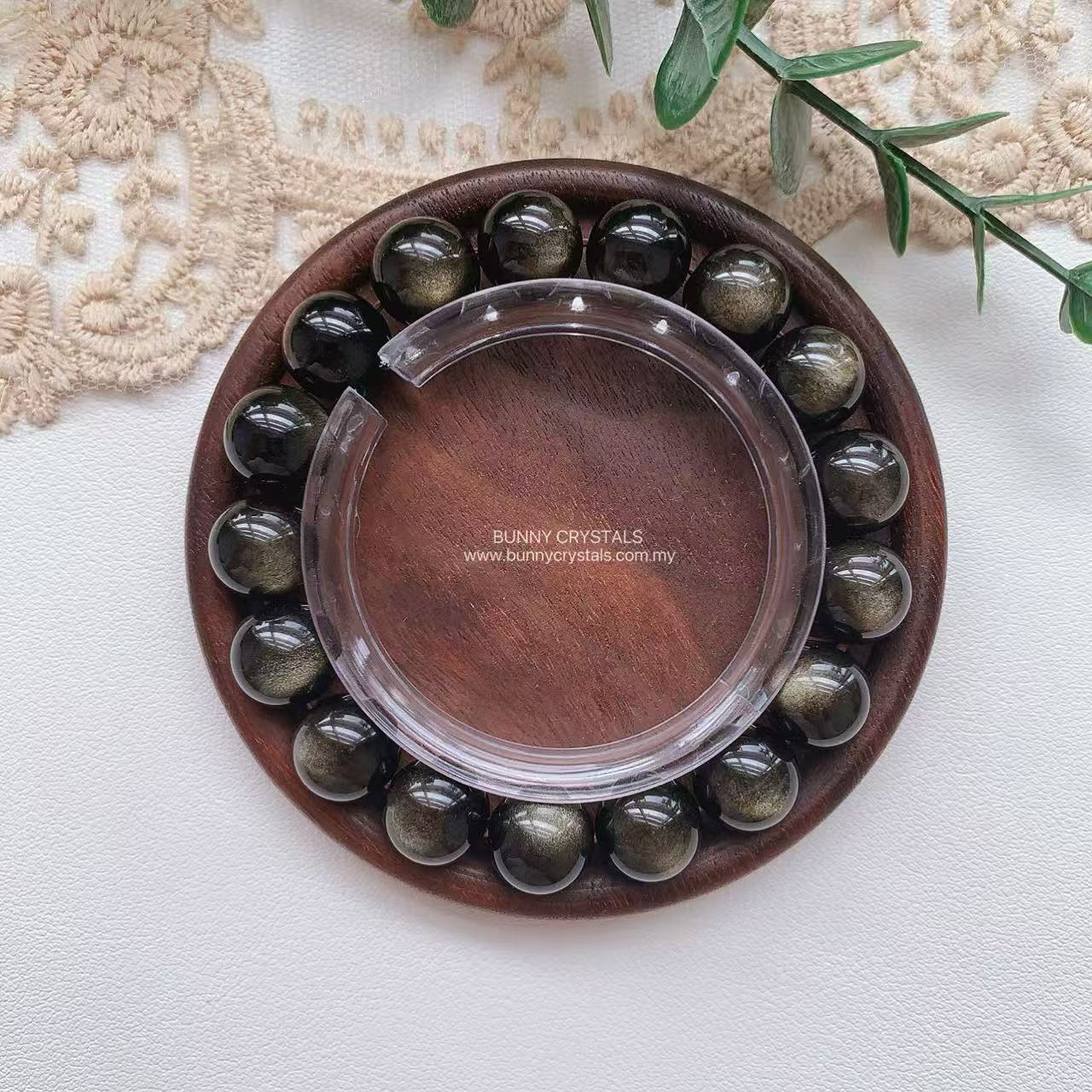 Top Grade Large Eyed Gold Sheen Obsidian Bracelet - Image 6