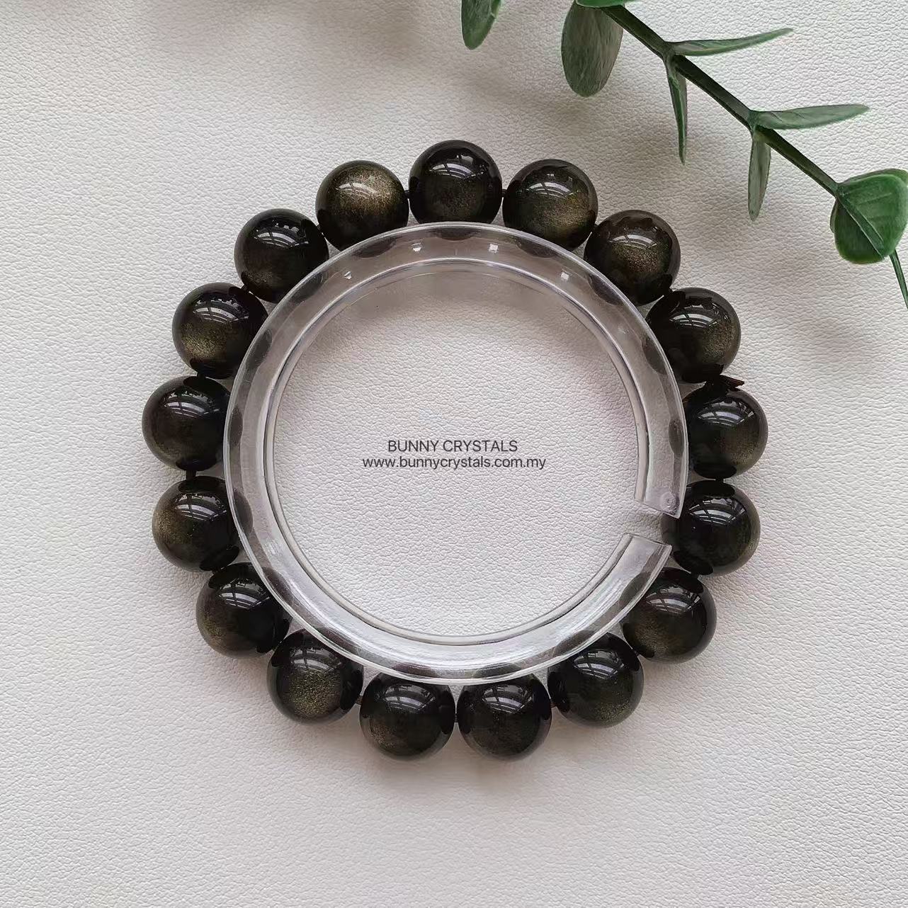 Top Grade Large Eyed Gold Sheen Obsidian Bracelet - Image 7