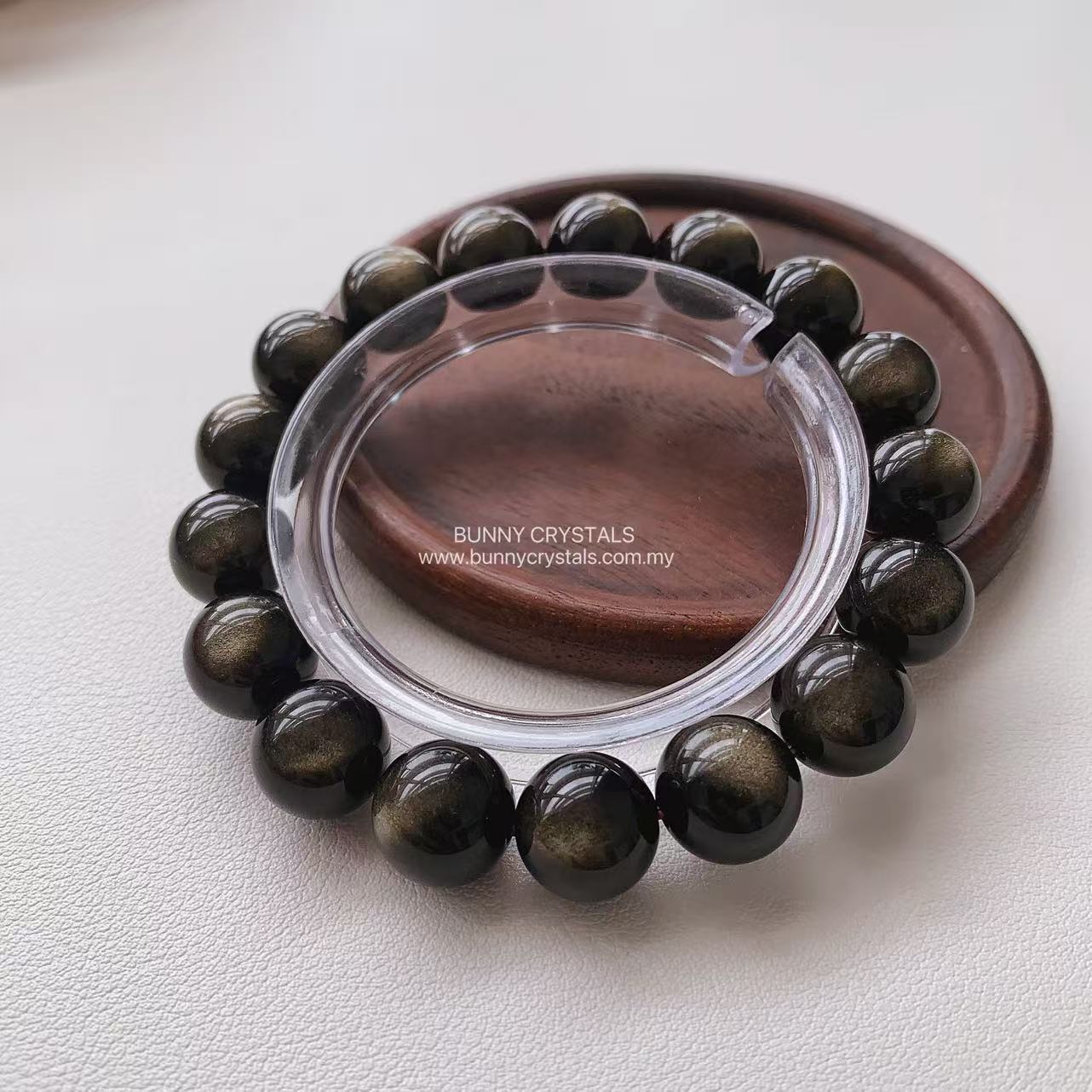 Top Grade Large Eyed Gold Sheen Obsidian Bracelet - Image 8