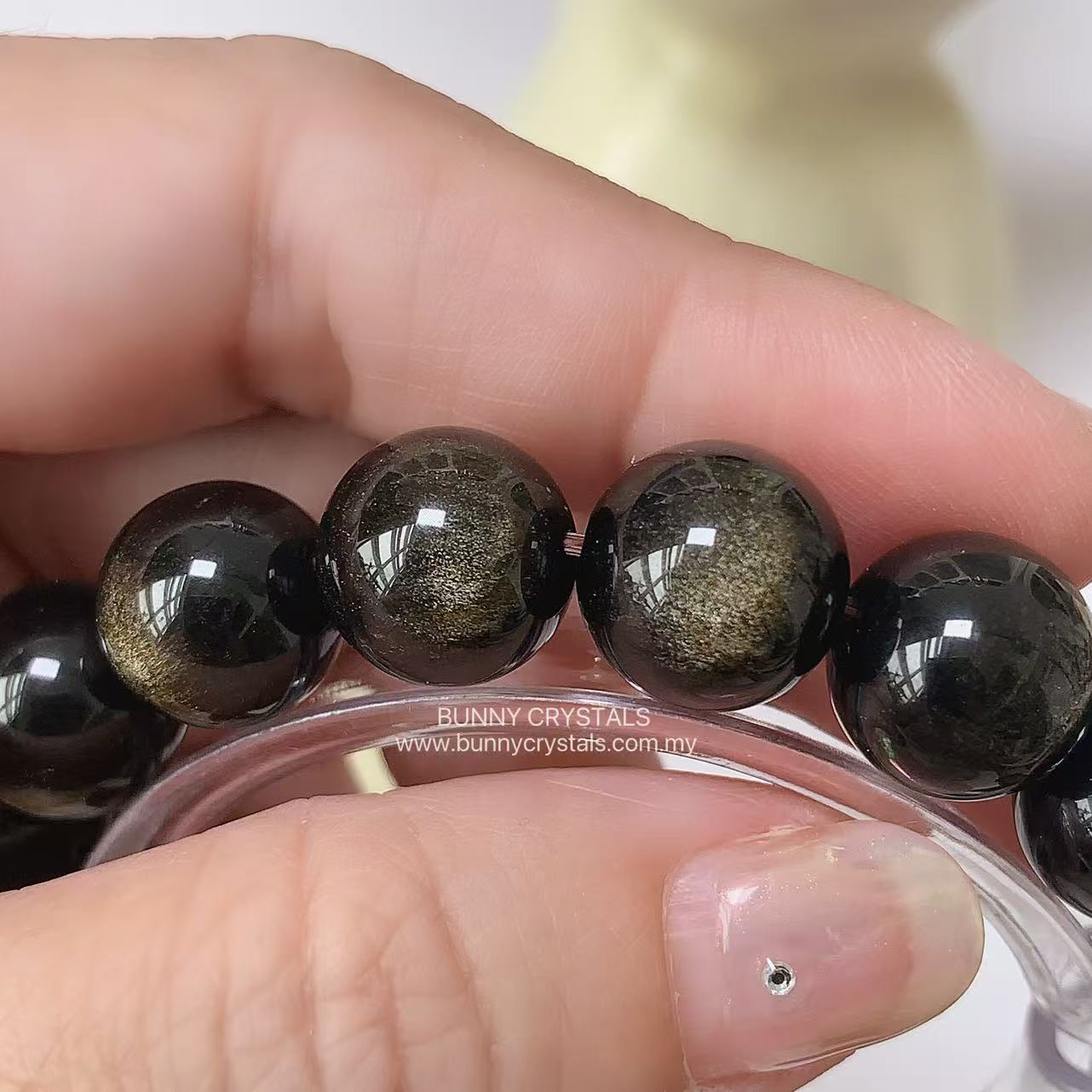 Top Grade Large Eyed Gold Sheen Obsidian Bracelet - Image 9