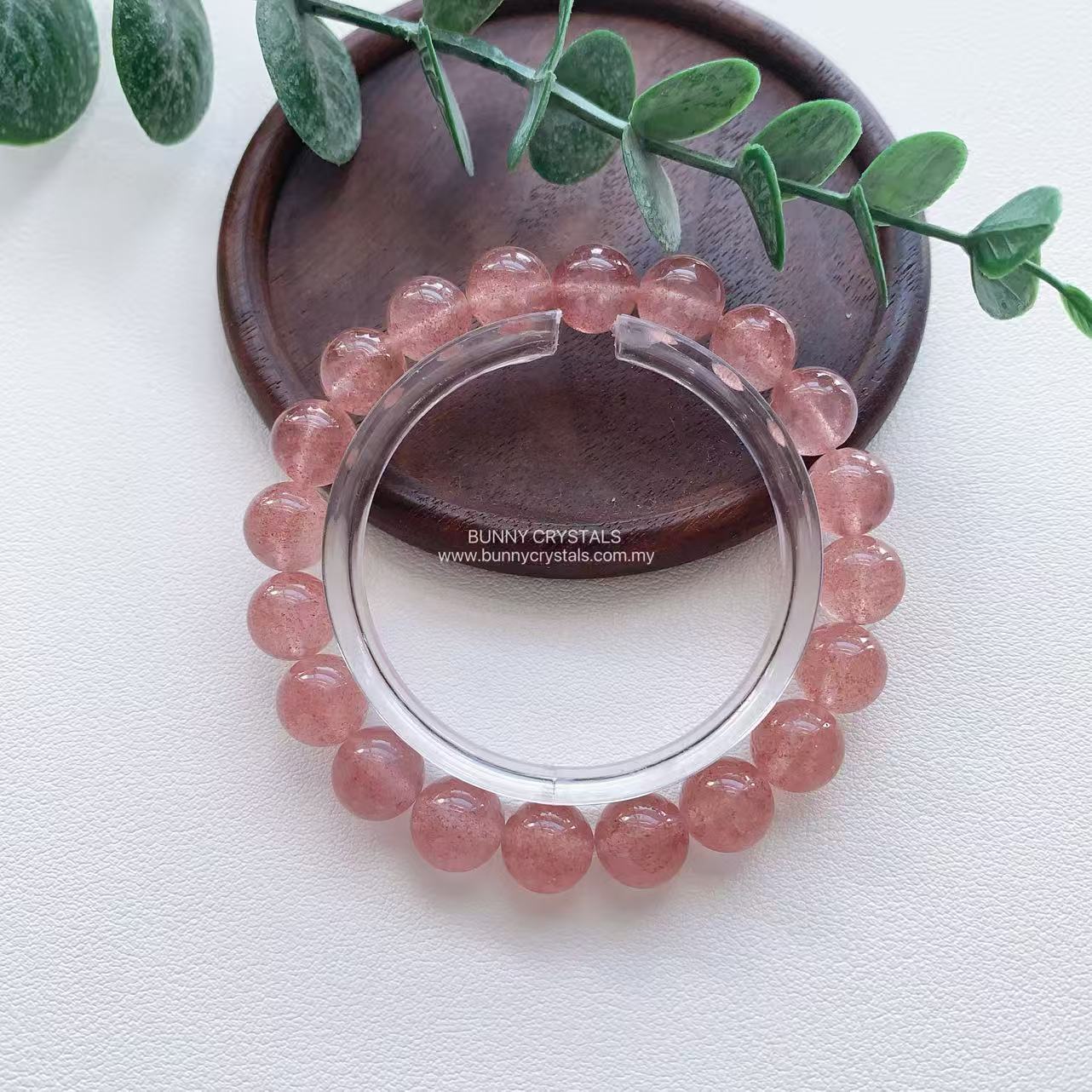 Premium White Base Strawberry Quartz Bracelet - Image 6