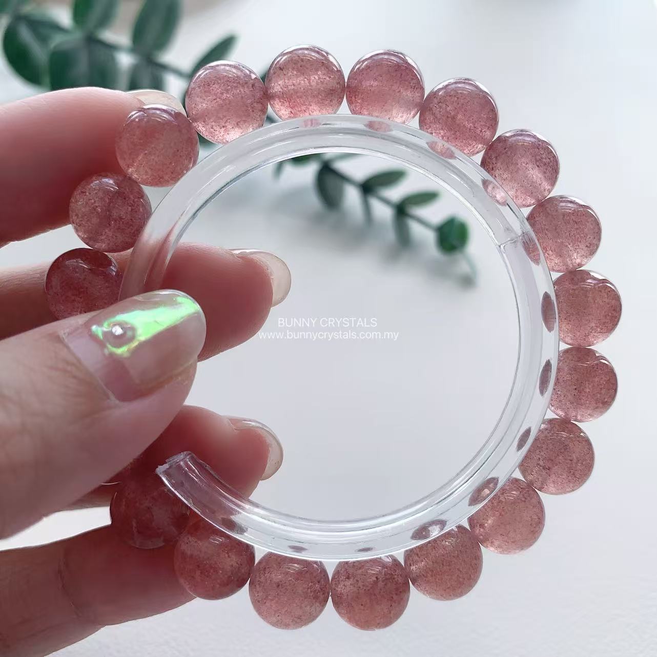 Premium White Base Strawberry Quartz Bracelet - Image 7