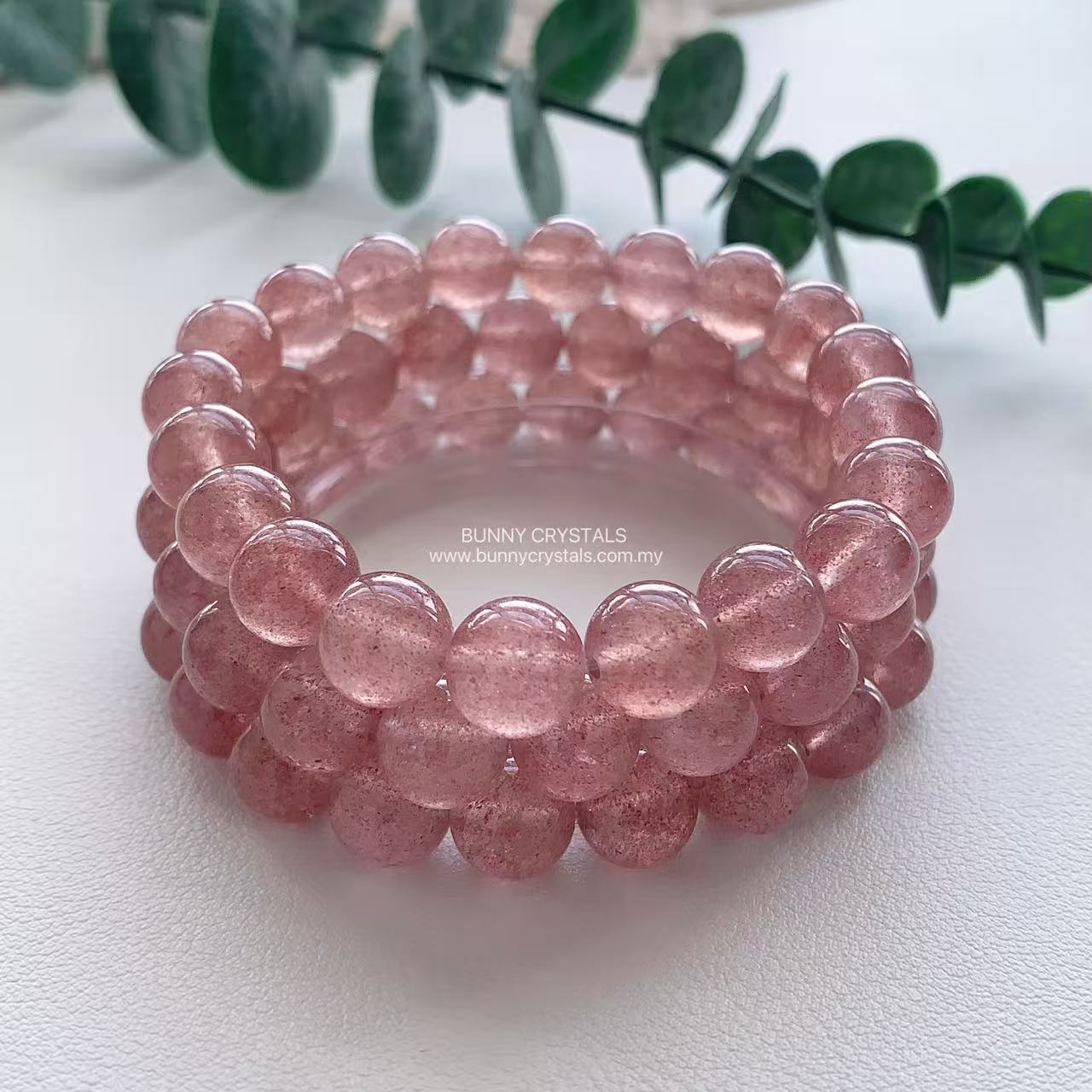 Premium White Base Strawberry Quartz Bracelet - Image 8
