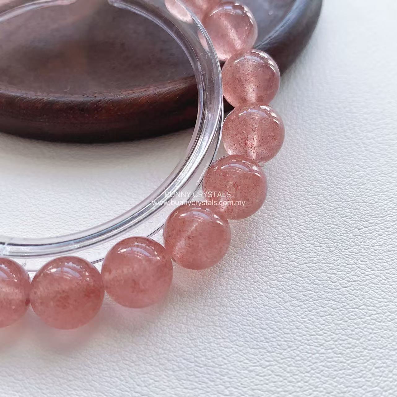 Premium White Base Strawberry Quartz Bracelet - Image 9