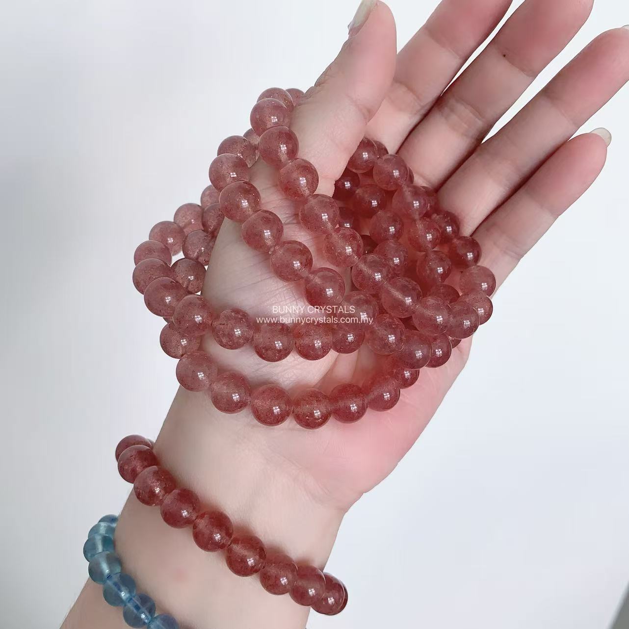 Premium White Base Strawberry Quartz Bracelet - Image 10