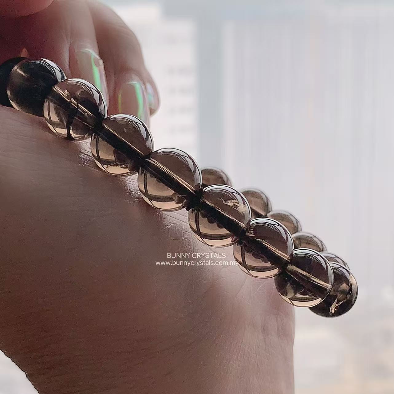 Natural Smoky Quartz Beaded Bracelet - Image 9